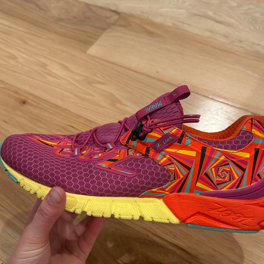 Zoot Makai Women's Triathlon Running Shoes in Purple, Orange, and Yellow